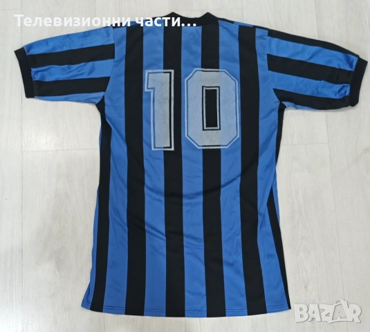 Ретро винтидж футболна тениска фланелка Puma #10 черно-синьо райе,размер XL, снимка 4 - Спортни дрехи, екипи - 54236111