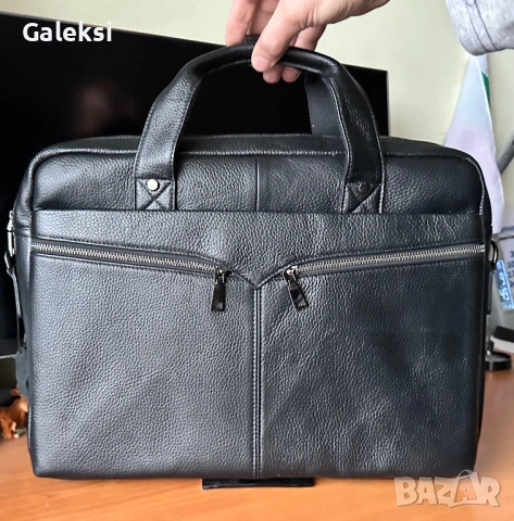 Мъжка елегантна офис чанта за лаптоп 15”/Бизнес куфарче от естест. кожа!, снимка 1 - Чанти - 53481102