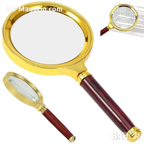 Голяма стъклена увеличителна ръчна лупа 10X увеличение с дръжка за четене на книги професионална, снимка 6 - Други инструменти - 50920379