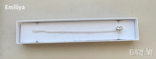 PANDORA сребърна гривна със сърце, снимка 3 - Гривни - 53776787