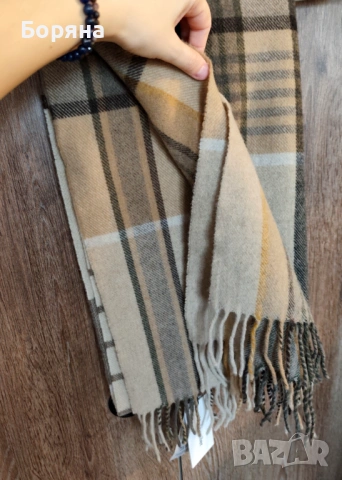 Нов дамски шал от камилска вълна и кашмир в стил Burberry, снимка 14 - Шалове - 53724748