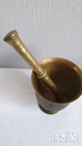 Старинно бронзово хаванче с чукало, снимка 3 - Антикварни и старинни предмети - 53696118