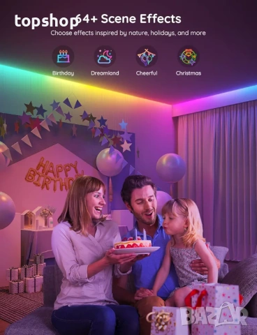 Чисто нова запечатана Смарт LED лента Govee RGBIC H617A, синхронизация на музика, 5 метра , снимка 4 - Резервни части за машини - 53658337