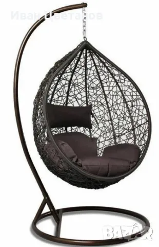Градинска люлка от PVC ратан с метална конструкция
