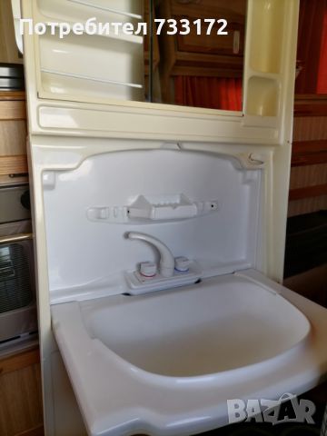 Шкаф за баня със смесител и мивка за каравана и поддушово корито 90/90