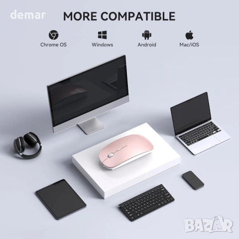 Безжична мишка RaceGT USB C и USB A, преносима, лека, оптична, регулируеми DPI, розова, снимка 7 - Клавиатури и мишки - 54065563