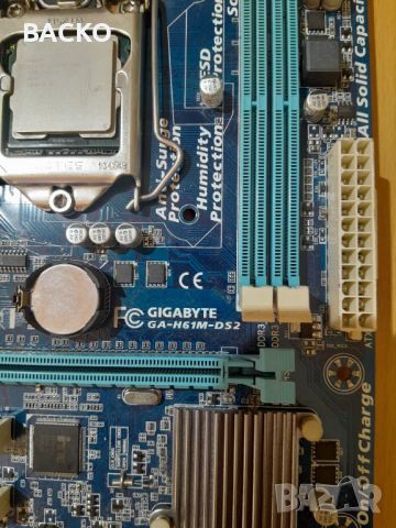 Комплект дъно GIGABYTE GA-H61M-DS2, процесор и рам, снимка 3 - Дънни платки - 46287271