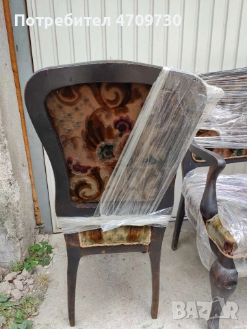 Старинни мебели - маса, пейка/диванче и два стола, снимка 5 - Дивани и мека мебел - 53109991