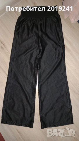 Черен летен панталон с широки крачоли, снимка 1 - Панталони - 45804829