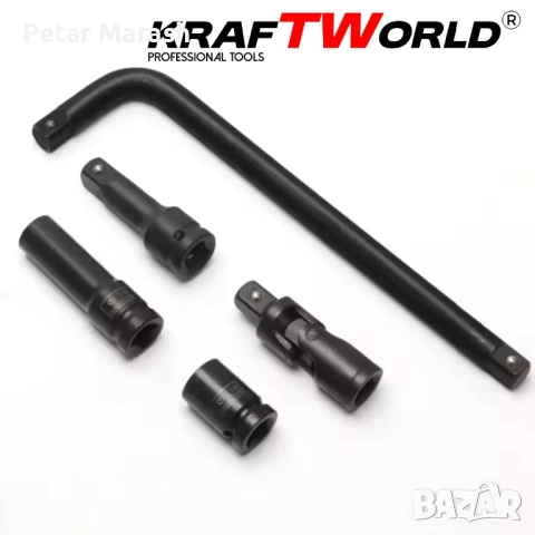 Комплект ударни вложки 27 части KraftWorld – 1/2″, с удължител и ударен кардан, снимка 2 - Други инструменти - 51452333