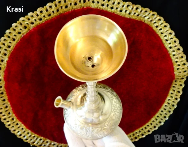 Посребрено бронзово наргиле,маркировка, снимка 4 - Наргилета - 50898059