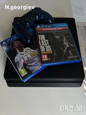PS4 Slim + джойстик + 2 игри