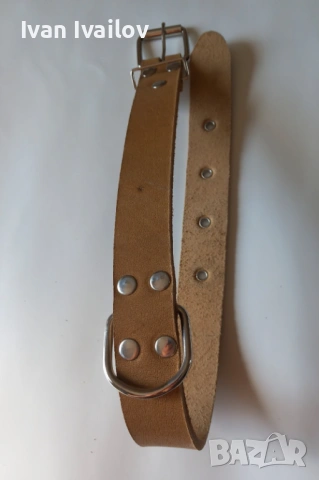 Натурален кожен нашийник (Керемида) – 3.5 см широк / 65 см дължина, снимка 2 - За кучета - 54144073