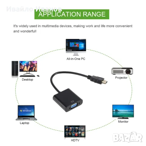 HDMI to VGA адаптер, снимка 3 - Кабели и адаптери - 50041931