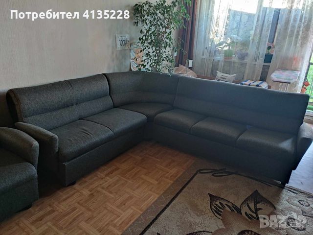 Ъглов диван за хол с два фотьойла., снимка 1 - Дивани и мека мебел - 46271178