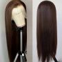 Кафява права лейс фронт перука Lace front 70 см, снимка 4