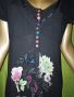 Desigual L, XL- Лятна рокля в черно с флорален принт и разноцветни копченца , снимка 12