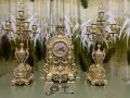 Каминен часовник,антика в стил Louis XV - бронз, емайл, позлатен - 1940-1950 г., снимка 1 - Стенни часовници - 45354654