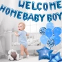 Декорации за момченце "WELCOME HOME BABY BOY" - 38 броя сини фолийни балони със звезди, снимка 7
