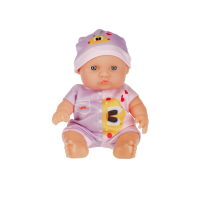 Бебе кукла, с лилав гащеризон, 22 см, снимка 1 - Кукли - 44955876
