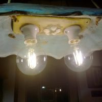 Ръчно изработена винтидж дизайнерска дървена лампа "СИНЕВА", снимка 14 - Декорация за дома - 45280991