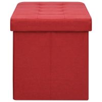 Сгъваема пейка за съхранение, виненочервена, изкуствен лен, снимка 2 - Дивани и мека мебел - 45407889