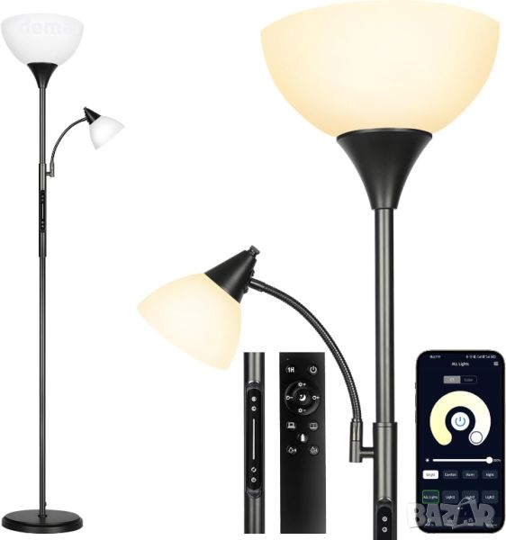 OUTON LED димируема подова лампа със сензорно управление, дистанционно, приложение, снимка 1