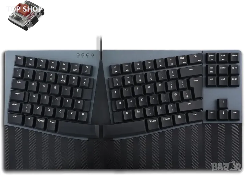perixx PERIBOARD-335BR Кабелна ергономична механична компактна клавиатура, снимка 1