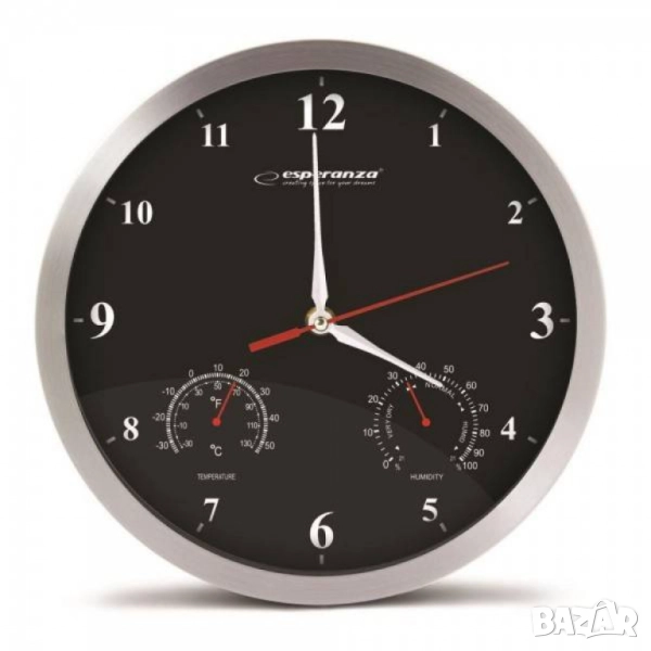 Стенен часовник Washington, 30см., кварц, черен, снимка 1