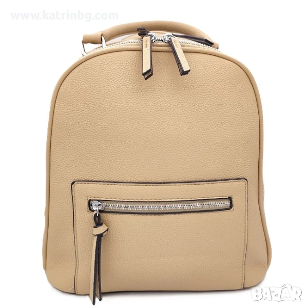 Бежова дамска раница от еко кожа, снимка 1