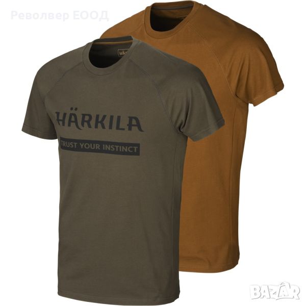 Комплект от две тениски Harkila - Logo, в цвят Willow green/Rustique clay, снимка 1