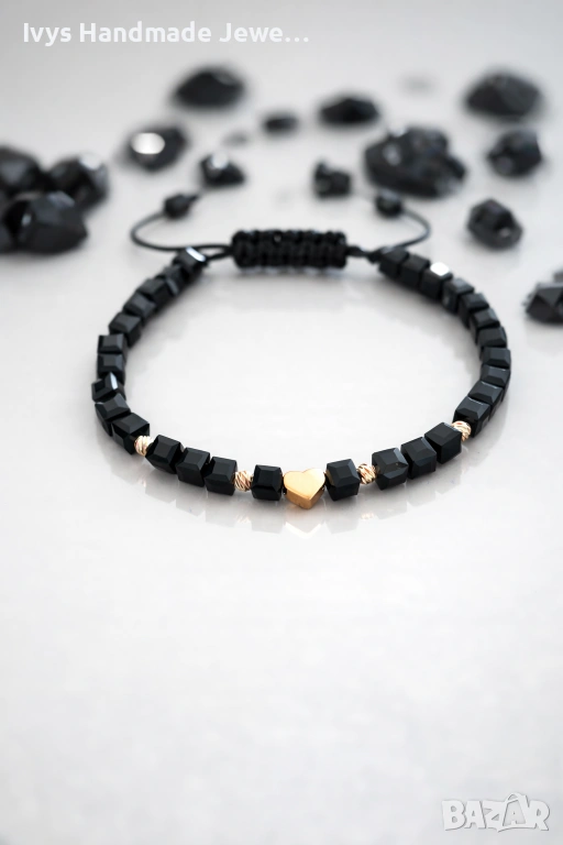 Дамска ръчно изработена гривна с позлатени елементи 14К, снимка 1