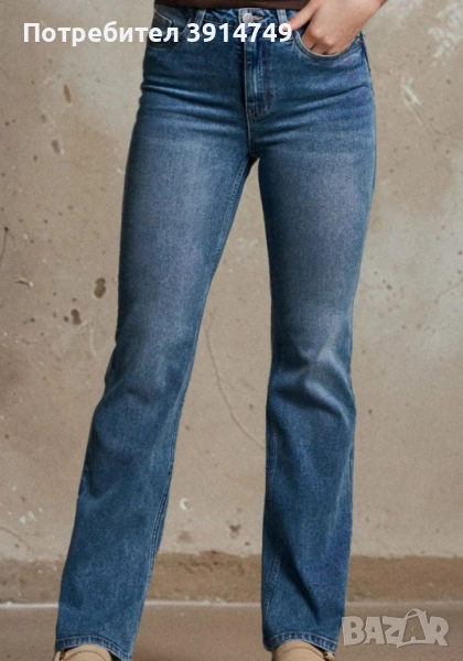 НОВИ дънки, разкроени, средна височина на талията, нормална дължина, размер 36, снимка 1