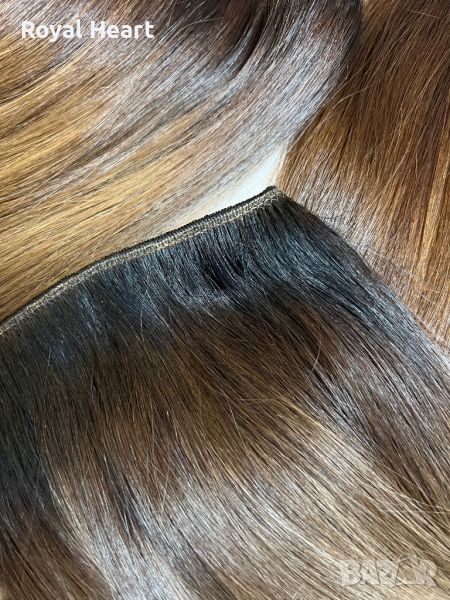 Три двойни реда естествена коса (клас Делукс JSP)| 48 см / 146 грама, снимка 1