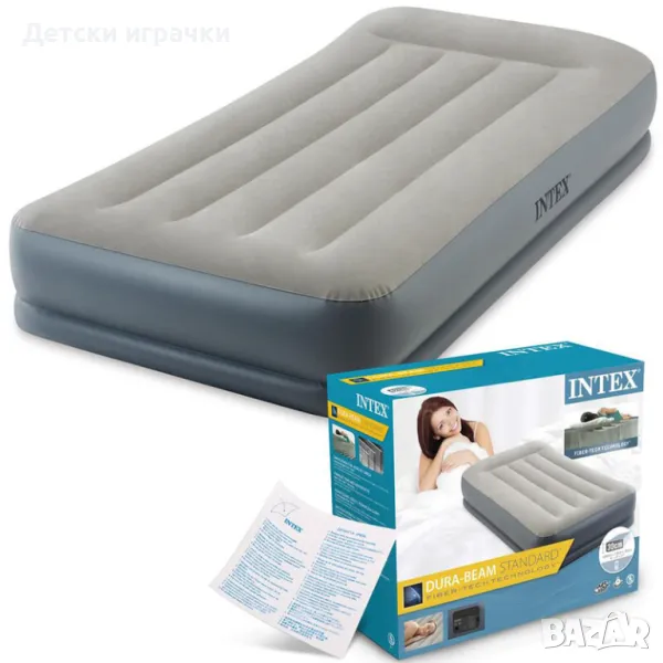 Надуваем матрак дюшек, 191x99x30см, INTEX Pillow Rest Mid-Rise Airbed, с помпа , снимка 1