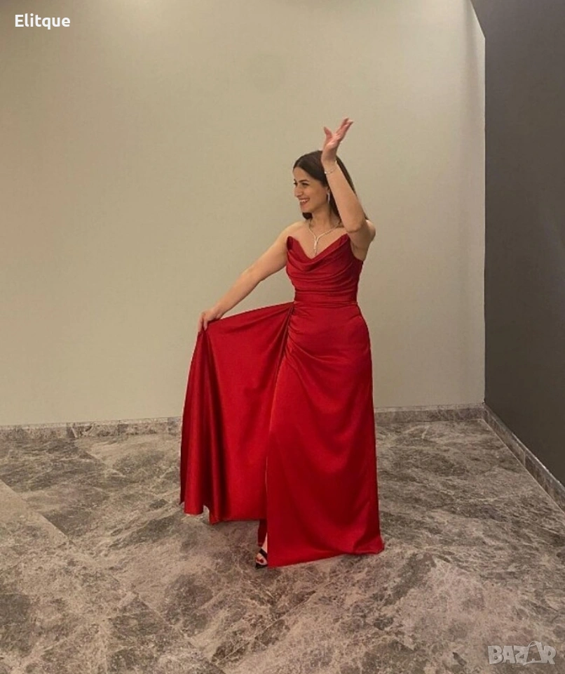 ⭐️Дълги сатенени рокли с цепка, снимка 1