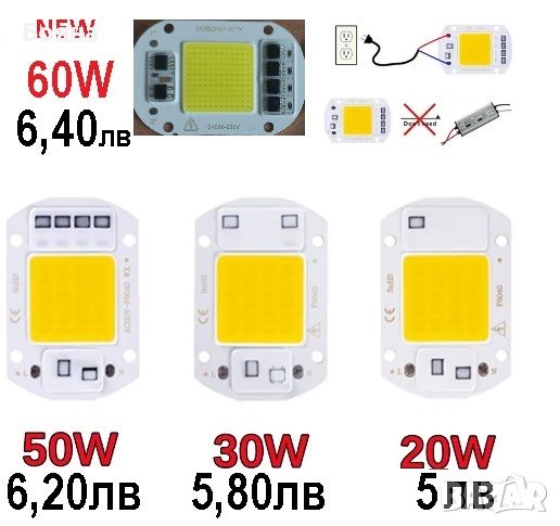 LED лампа - Без нужда от драйвер AC 220V 240V 20W 30W 50W 60W , снимка 1