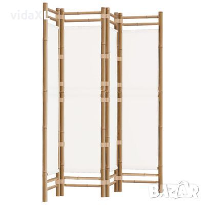 vidaXL Сгъваема 4-панелна преграда за стая 160 см бамбук и платно(SKU:350628, снимка 1