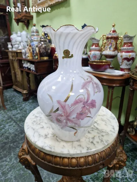 Уникална голяма антикварна италианска стъклена ваза , снимка 1