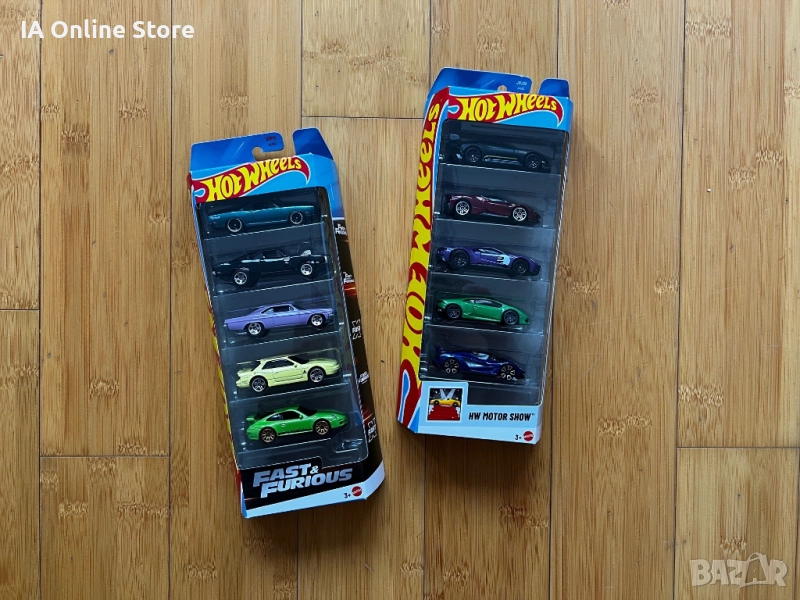 Hot Wheels 5 Pack Motor Show Ferrari SF90; Huracan / 5 Pack Fast & Furious Charger; Implala; 911 GT3, снимка 1