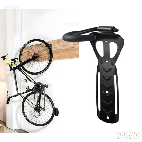 Велосипедна стойка за стена, Закачане за колелото, Стомана, До 30кг., снимка 1