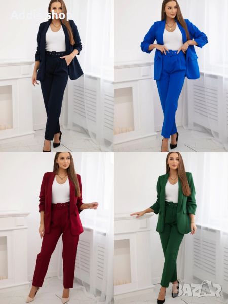 Елегантен дамски комплект сако и панталон, 4цвята , снимка 1