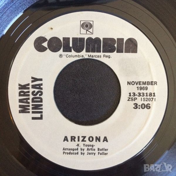 Грамофонни плочи Mark Lindsay ‎– Arizona / Miss America 7" сингъл, снимка 1
