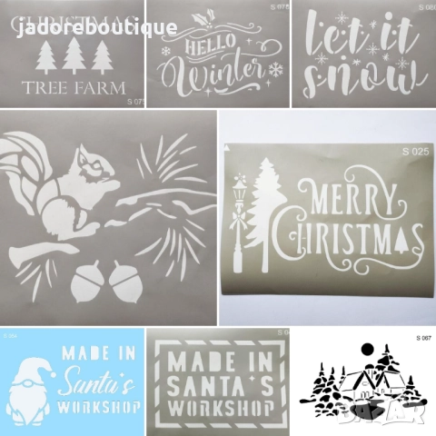 Самозалепващи шаблони Коледни различни видове #2 Коледа зима скрапбук декупаж
