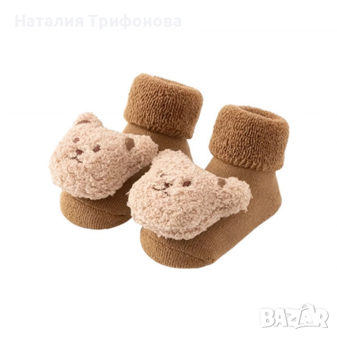 Неплъзгащи се бебешки чорапи с дизайн на мече - Незаменим комфорт и безопасност, снимка 2 - Бебешки чорапи - 52878353