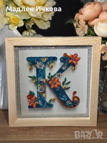 Уникално пано "Буква К" – Ръчна изработка / Декорация за стена или бюро