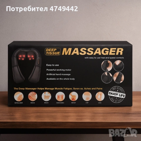 Електрически шиацу масажор за шия, рамене, гръб и тяло