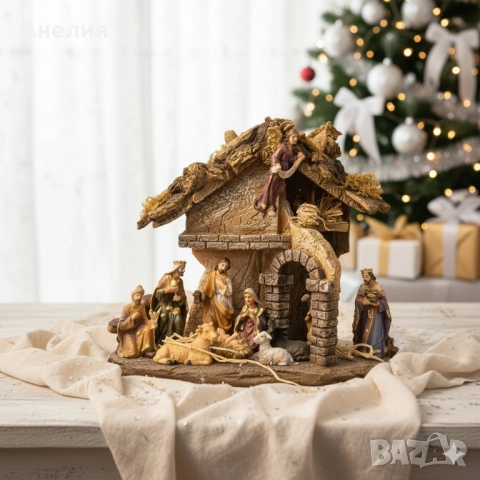 Коледна сцена „Рождество Христово“ – завършена ясла с фигури, която носи смисъл и уют у дома, снимка 3 - Декорация за дома - 52041689