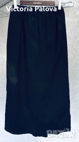 Черна права пола wrap, лен и памук, снимка 9 - Поли - 51640141