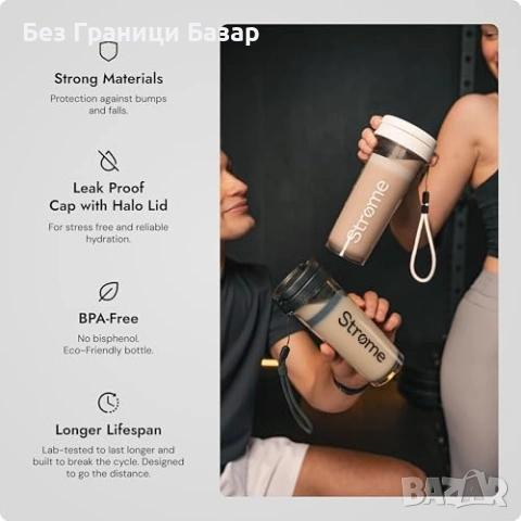 Нов Премиум протеинов шейкър 600 мл – непропусклив, без миризми, черен, снимка 3 - Други - 53698513